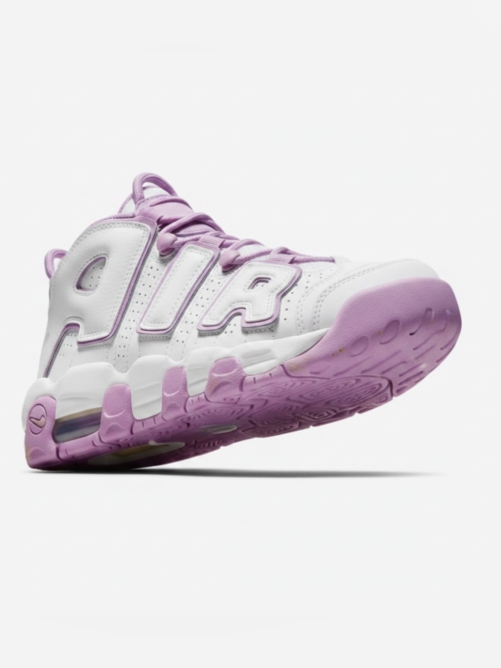 Nike AIR White and Lavender Air More Uptempo Sneakers